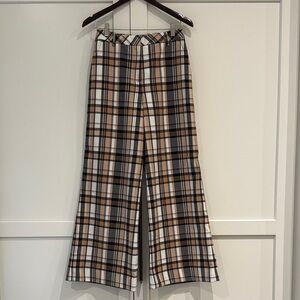 MAEVE Plaid Wide-Leg Pants